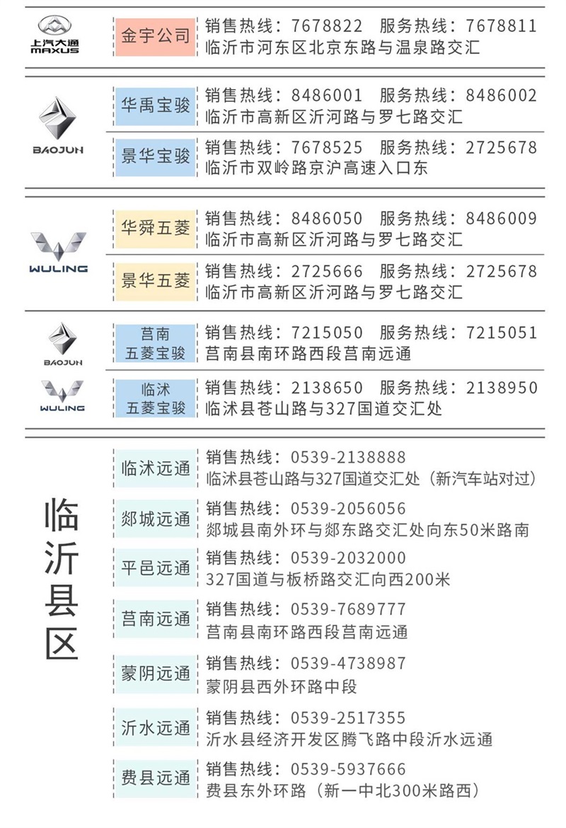 臨沂汽車消費券遠(yuǎn)通集團適用門店#8784