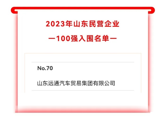 2023山東民營企業(yè)100強入圍名單公示！遠(yuǎn)通集團上榜！#10242